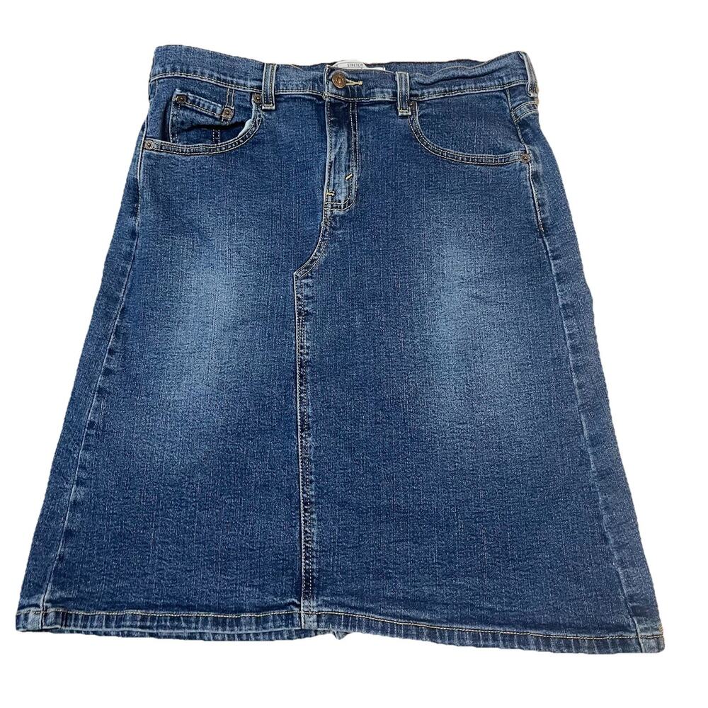 LEVI Straus Women’s Jean Skirt Size Misses 10 Blue Denim Stretch Y2K Vintage